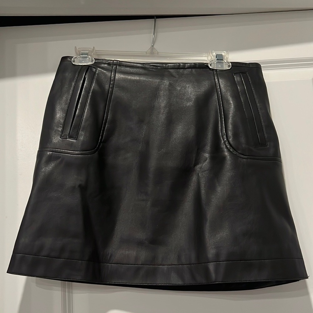 H&M Black Faux Leather Mini Skirt